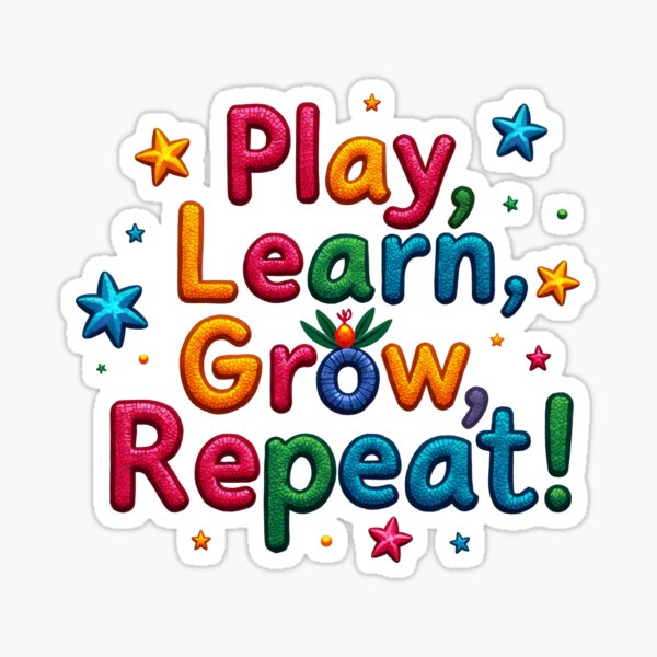 Item preview, Play Learn Grow Repeat - Colorful Educational Theme designed and sold by TrendStitch Co..