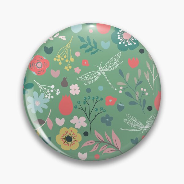 Item preview, Enchanted meadow with glass dragonflies & flowers - emerald green designed and sold by colorofmagic.
