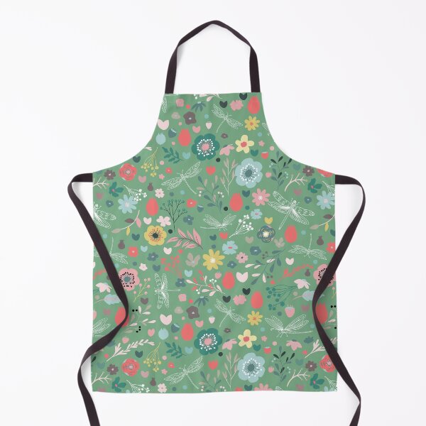 Item preview, Enchanted meadow with glass dragonflies & flowers - emerald green designed and sold by colorofmagic.