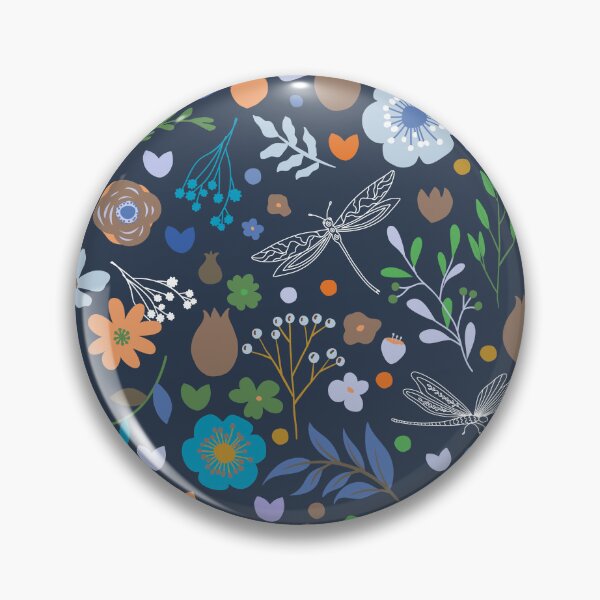 Item preview, Enchanted meadow with glass dragonflies & flowers - orange, green and blue designed and sold by colorofmagic.