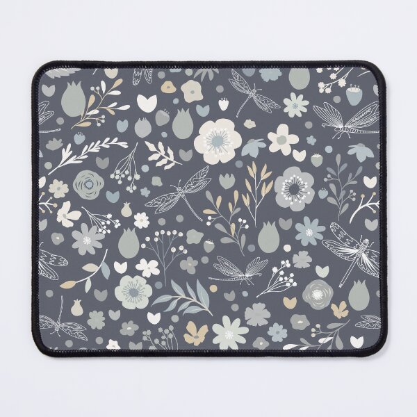 Item preview, Enchanted meadow with glass dragonflies & flowers - cool neutral colors designed and sold by colorofmagic.