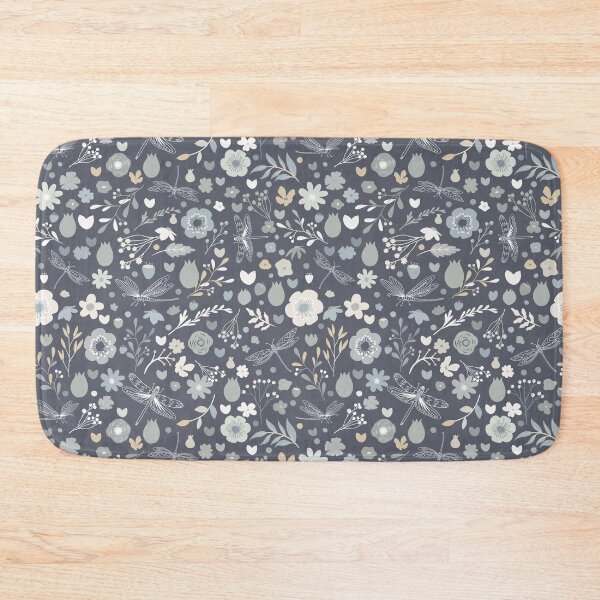 Item preview, Enchanted meadow with glass dragonflies & flowers - cool neutral colors designed and sold by colorofmagic.