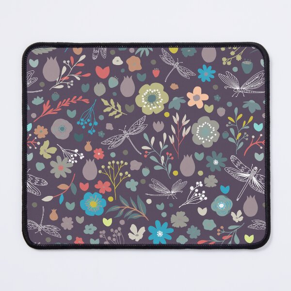 Item preview, Enchanted meadow with glass dragonflies & flowers - matte violet designed and sold by colorofmagic.