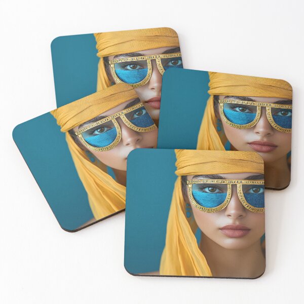 Item preview, Vibrant portrait with artistic sunglasses and turban. designed and sold by Artessie.