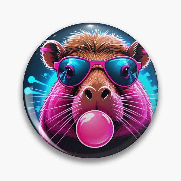 Item preview, Capybara head blowing bubble gum wearing glasses designed and sold by stableImaginarium.