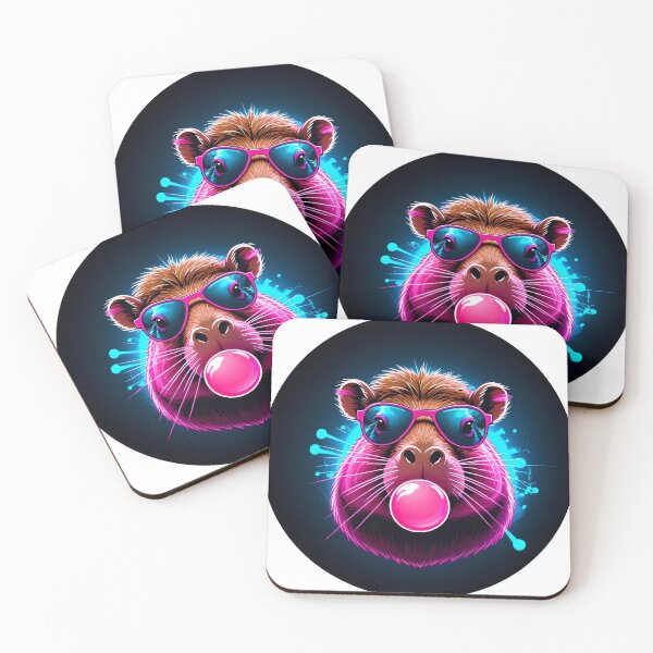 Item preview, Capybara head blowing bubble gum wearing glasses designed and sold by stableImaginarium.