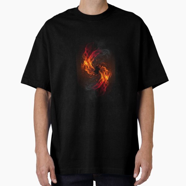 Fiery Vortex of Smoke and Flames Oversized T-Shirt