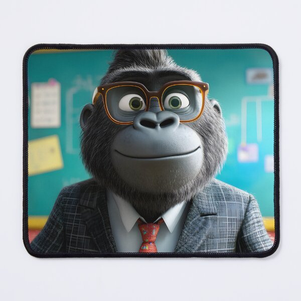 Item preview, Cartoon gorilla wearing glasses in a classroom setting designed and sold by Artessie.