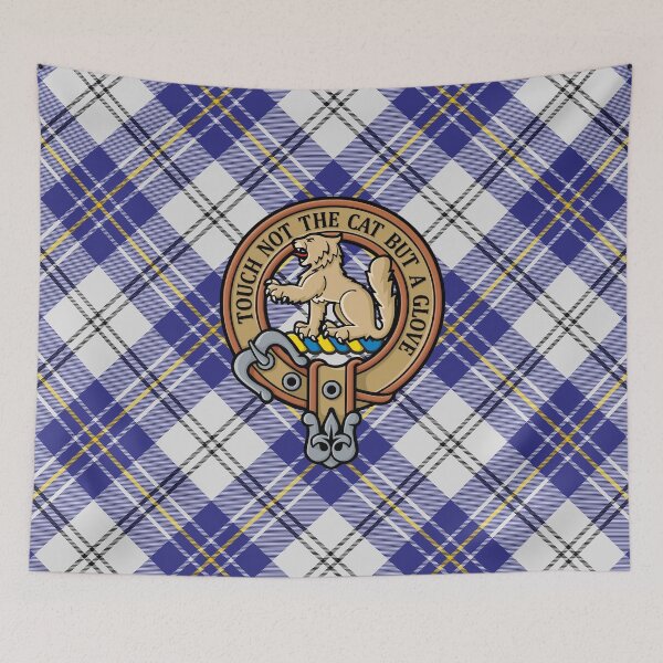 Item preview, Clan MacPherson Crest over Blue Dress Tartan designed and sold by sifis.