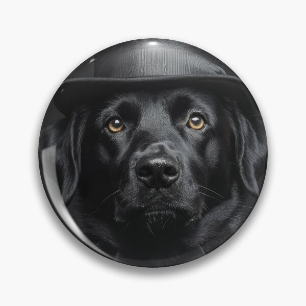 Item preview, Black labrador dog portrait in top hat and The bow tie, serious look, angry. paint isolated black painted background designed and sold by Julia Shepeleva.