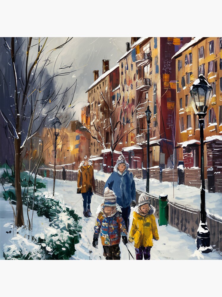 Thumbnail 3 of 3, Pin, Children In The Snow designed and sold by Patricks-Art.