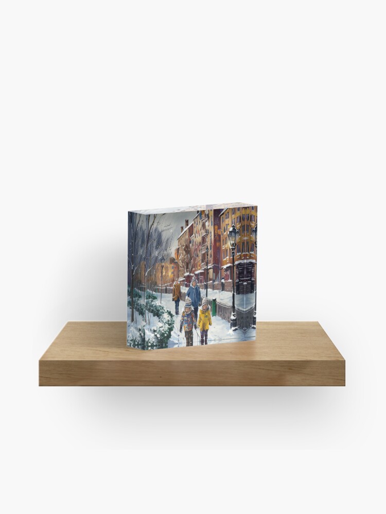 Thumbnail 1 of 5, Acrylic Block, Children In The Snow designed and sold by Patricks-Art.