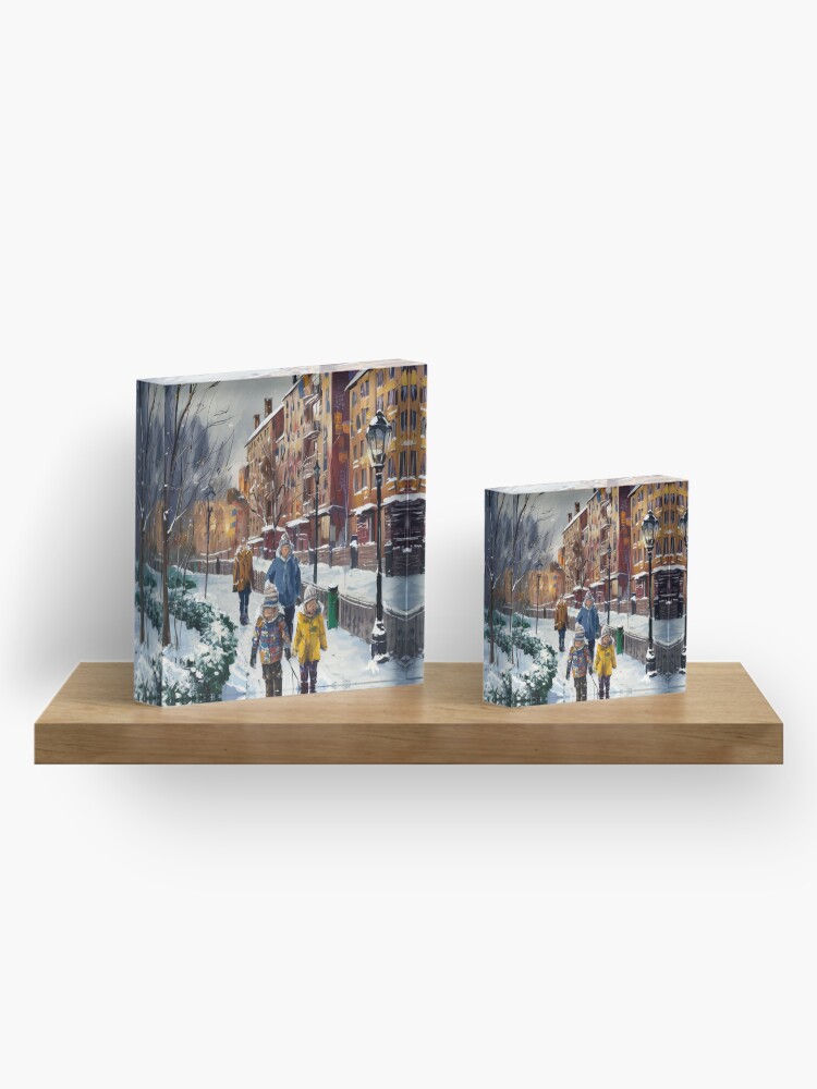 Thumbnail 4 of 5, Acrylic Block, Children In The Snow designed and sold by Patricks-Art.