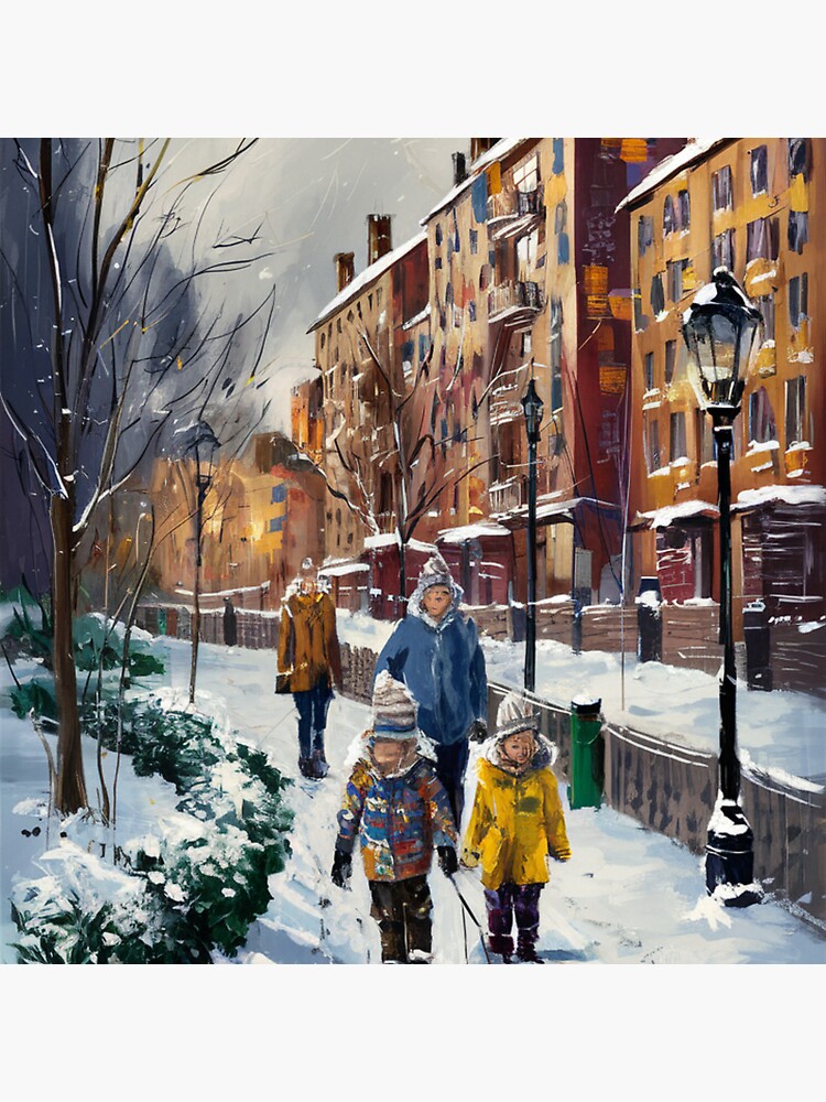 Thumbnail 5 of 5, Acrylic Block, Children In The Snow designed and sold by Patricks-Art.