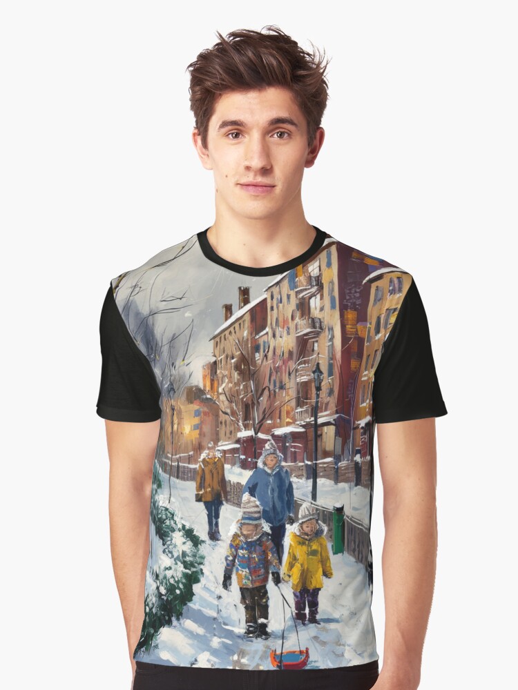 Thumbnail 1 of 5, Graphic T-Shirt, Children In The Snow designed and sold by Patricks-Art.