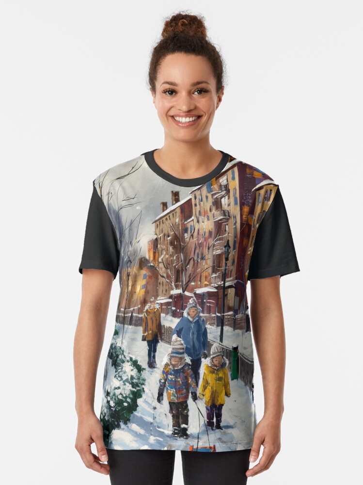 Thumbnail 2 of 5, Graphic T-Shirt, Children In The Snow designed and sold by Patricks-Art.