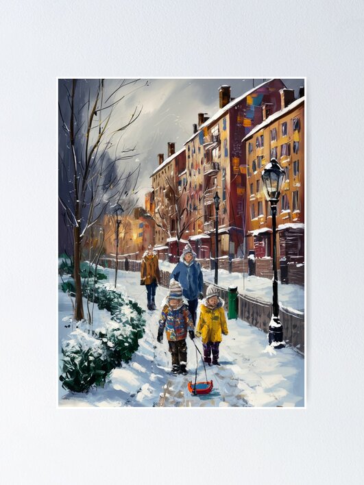 Thumbnail 1 of 3, Poster, Children In The Snow designed and sold by Patricks-Art.