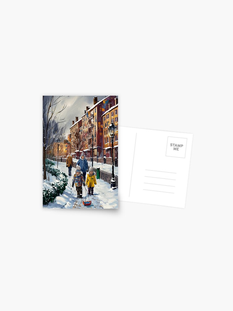 Thumbnail 1 of 2, Postcard, Children In The Snow designed and sold by Patricks-Art.