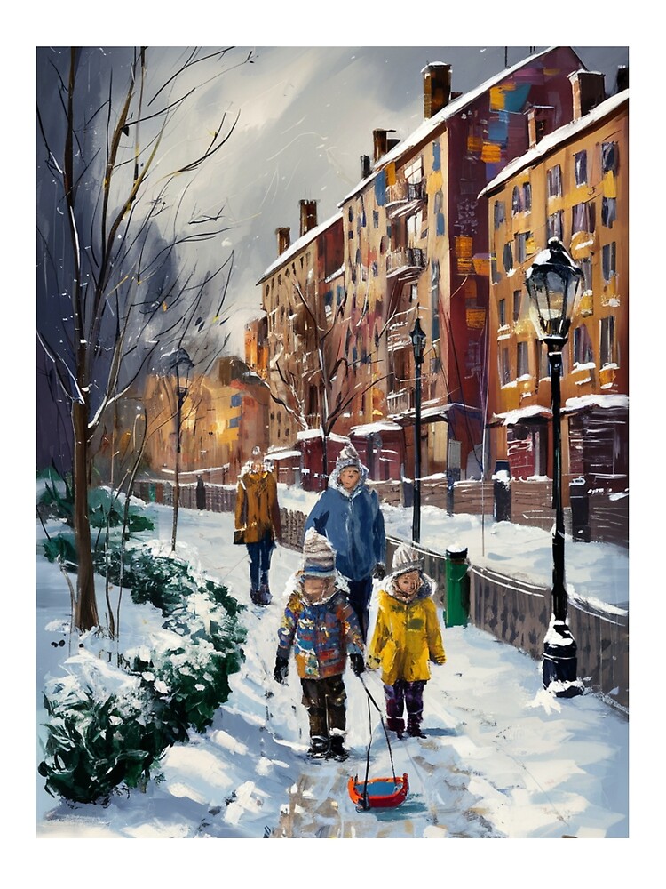 Thumbnail 3 of 3, Scarf, Children In The Snow designed and sold by Patricks-Art.