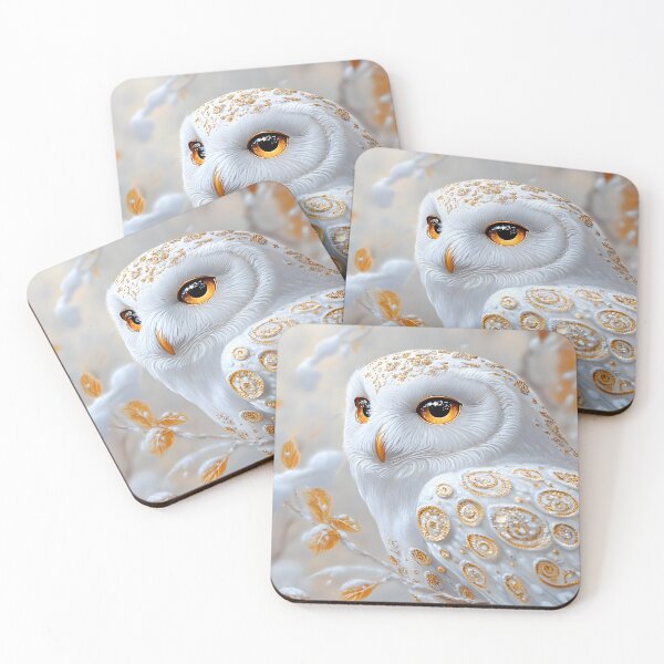 Item preview, Elegant Snowy Owl with Ornate Golden Patterns designed and sold by Artessie.