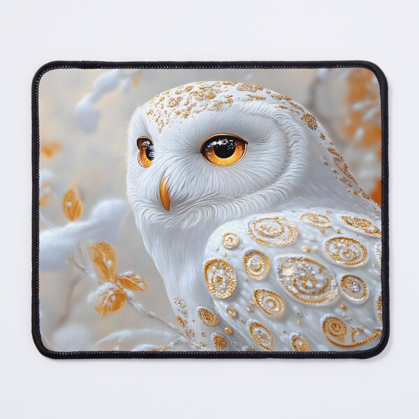 Item preview, Elegant Snowy Owl with Ornate Golden Patterns designed and sold by Artessie.