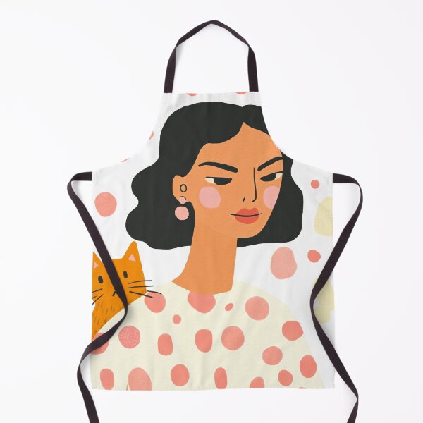 Item preview, Whimsical Mid-Century Girl with Orange Cat and Pastel Flower designed and sold by MysticMarble.