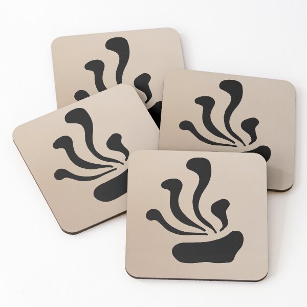 Item preview, Sea Anemone Abstract Black Silhouette on Beige Background designed and sold by by-jwp.