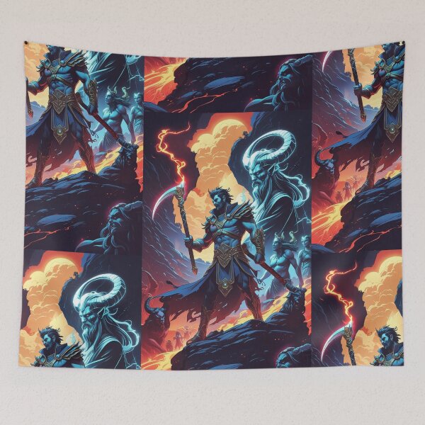 Item preview, Hades Game Spartan Warrior – Mythology-Inspired Zagreus & Thanatos Art Print designed and sold by OPURA.