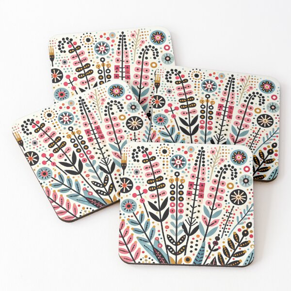 Item preview, Scandinavian Folk Art Wildflowers – Red, Blue, and Golden Floral Pattern by heidiannemorris designed and sold by FOLK ART FUSION by heidiannemorris.