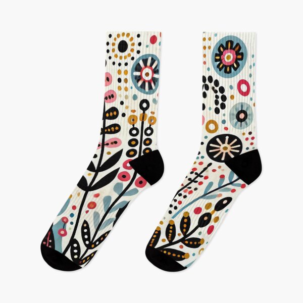 Item preview, Scandinavian Folk Art Wildflowers – Red, Blue, and Golden Floral Pattern by heidiannemorris designed and sold by FOLK ART FUSION by heidiannemorris.