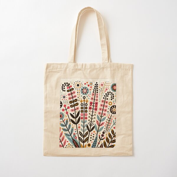 Aperçu de l'œuvre Fleurs sauvages de l'art populaire scandinave – Motif floral rouge, bleu et doré par heidiannemorris créée et vendue par FOLK ART FUSION by heidiannemorris.