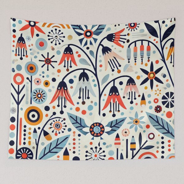 Item preview, Scandinavian Folk Art Wildflowers – Foxgloves, Cornflowers, and Harebells in Red, Blue, and Gold by heidiannemorris designed and sold by FOLK ART FUSION by heidiannemorris.