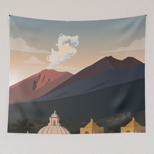 Artikelvorschau, Guatemala Reiseplakat Antigua Guatemala Vulkan entworfen und verkauft von Arctic frame studio.