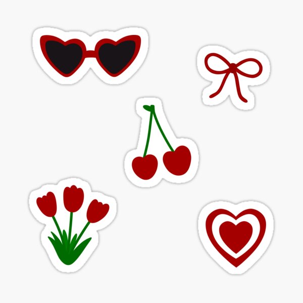 Item preview, Cherry Dark Red Aesthetic Sticker Pack designed and sold by PixelPalmPrints.