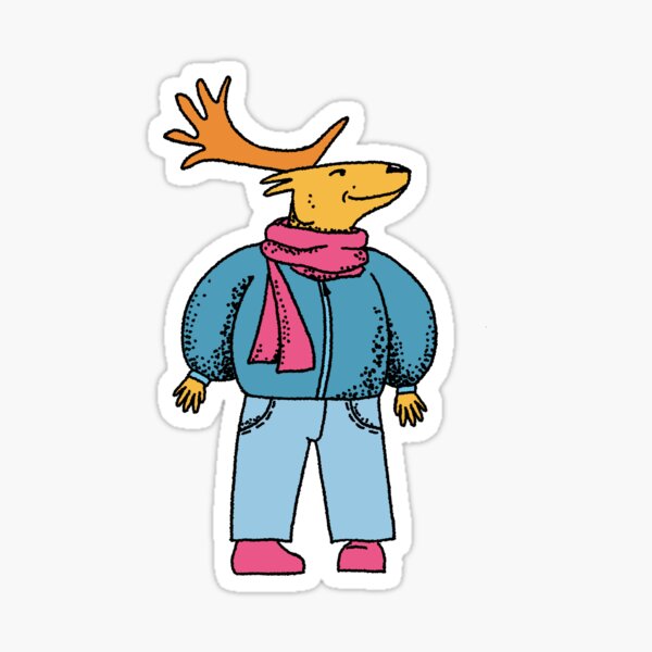 Vista previa del artículo con la obra «Alce hipster de moda: ilustración de dibujos animados genial», diseñado y vendido por Vika Lysa Illustration Studio.