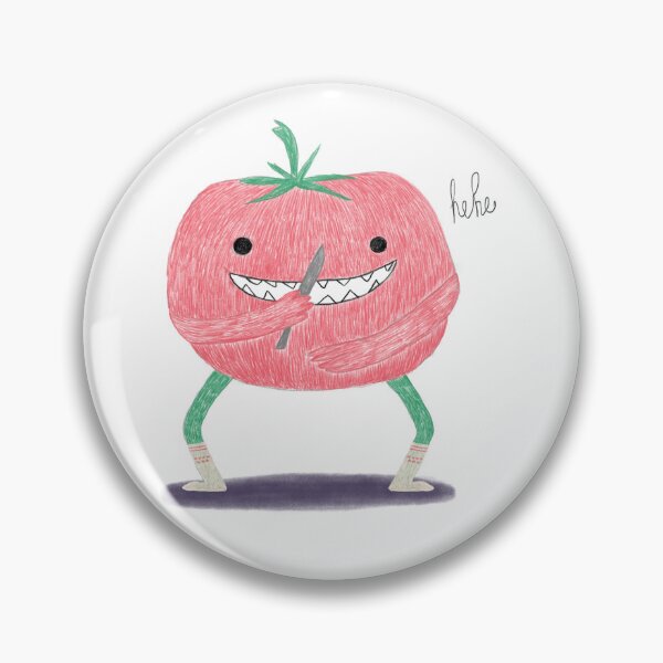 Item preview, Funny Tomato with a Knife – Quirky and Playful - hand-drawn style designed and sold by Vika Lysa Illustration Studio.