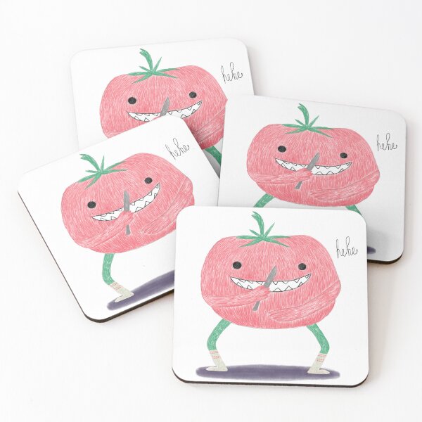 Item preview, Funny Tomato with a Knife – Quirky and Playful - hand-drawn style designed and sold by Vika Lysa Illustration Studio.