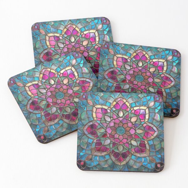 Item preview, Stained Glass Magenta Inspired Mosaic Mandala Pattern designed and sold by GrinGalore.