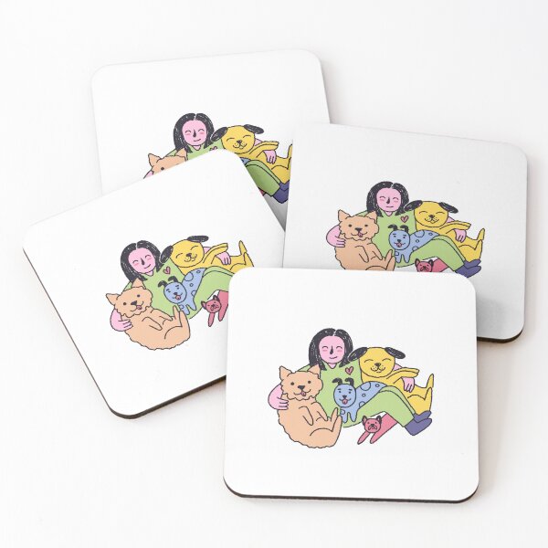 Item preview, Dogs and volunteer - Cozy cartoon style illustration designed and sold by Vika Lysa Illustration Studio.