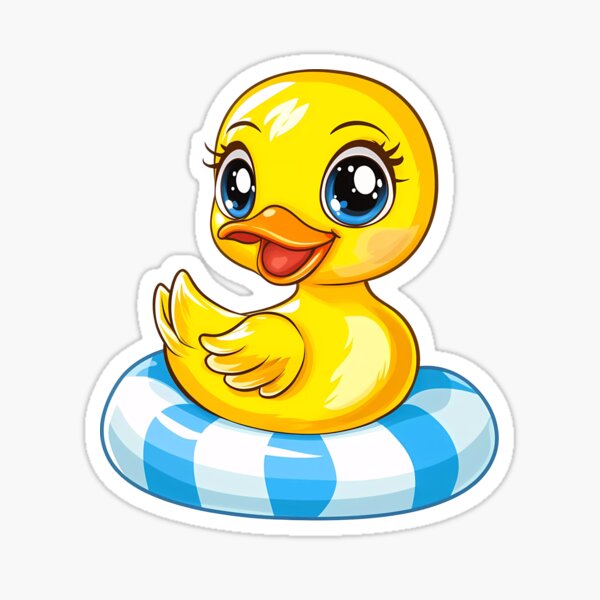 Item preview, Rubber ducks cute are having fun with their swimming floats sticker. designed and sold by ViewDigitalArt.