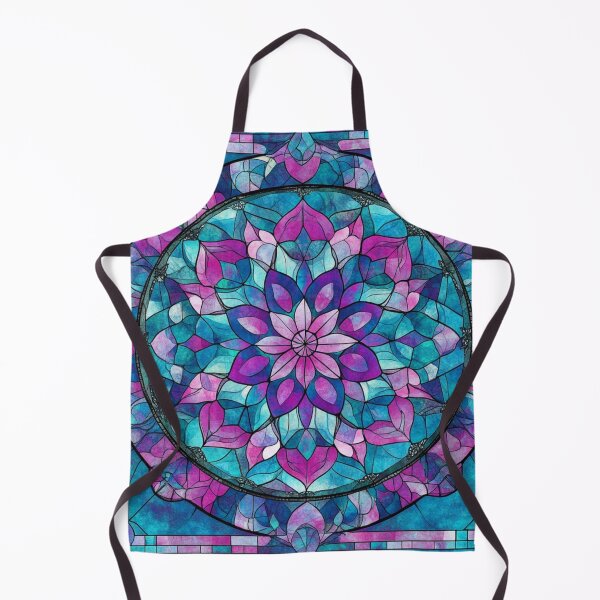 Item preview, Stained Glass Purple Cyan Inspired Mosaic Mandala Pattern designed and sold by GrinGalore.