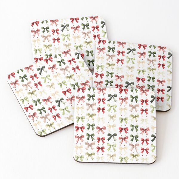 Item preview, Christmas bows in red green and beige designed and sold by PoppyLaneStudio.