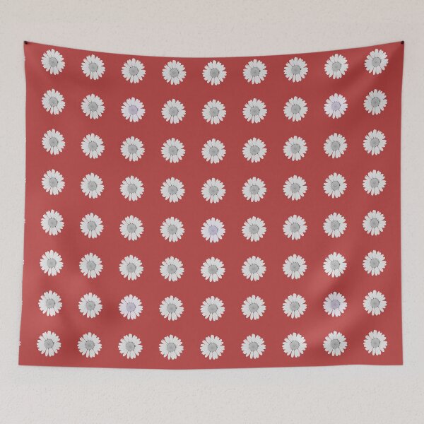 Aperçu de l'œuvre Rouge foncé avec motif de fleurs blanches créée et vendue par ReynoldsFun.