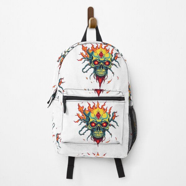 Item preview, Demonic Flaming Evil Heavy Metal Skull Graphic design illustration designed and sold by Vintage Designs +.