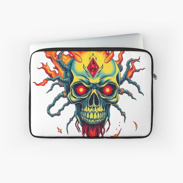 Item preview,  Demonic Flaming Evil Heavy Metal Skull Graphic design illustration designed and sold by Vintage Designs +.