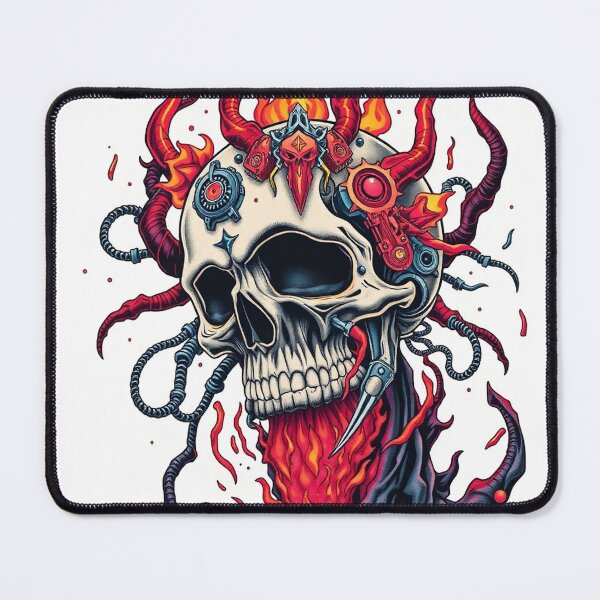 Item preview, Demonic Flaming Evil Heavy Metal Skull Graphic design illustration designed and sold by Vintage Designs +.