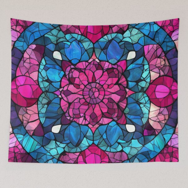Item preview, Stained Glass Pink Purple Inspired Mosaic Mandala Pattern designed and sold by GrinGalore.