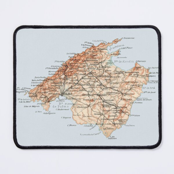 Item preview, Mallorca 1925: historical island map with Palma, Alcudia, Cala d'Or, Santanyí, Sóller, Valldemossa, Andratx, Pollença etc designed and sold by RetroTraveller.