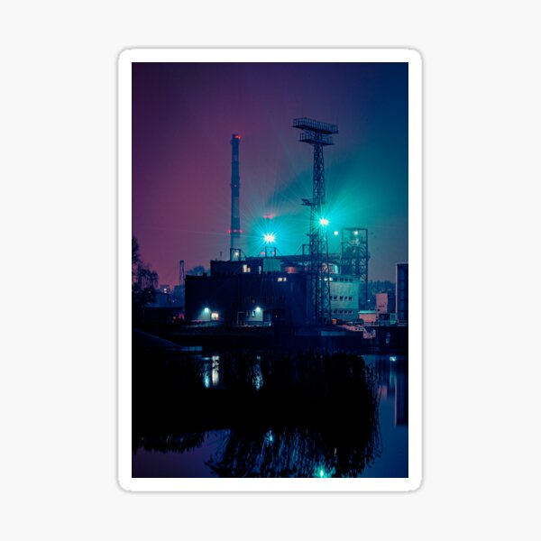 Item preview, Night Industrial Urban Photography Port Wrocław designed and sold by MerryStomps.
