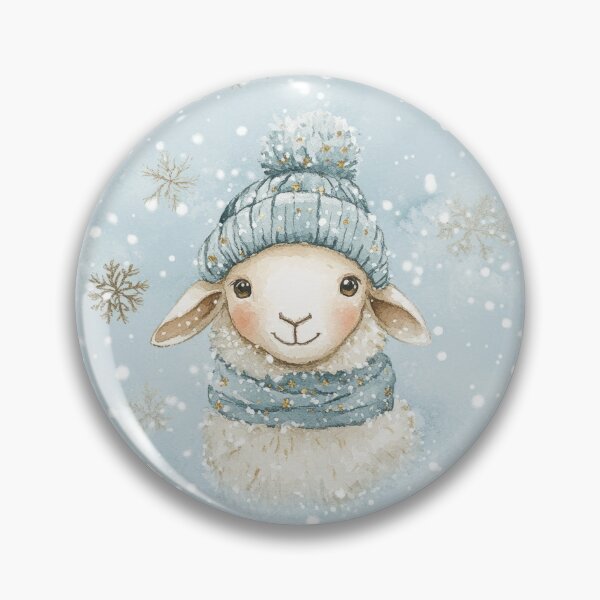 Item preview, winter sheep with hats on light blue background designed and sold by PoppyLaneStudio.